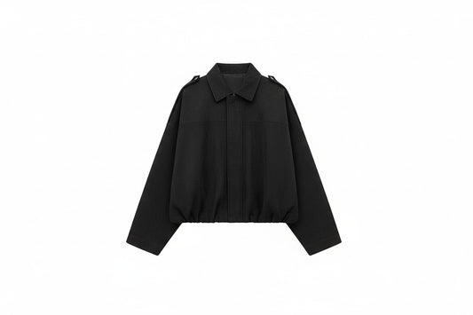 Suede Cropped Bomber Jacket – Modern Chic Outerwear