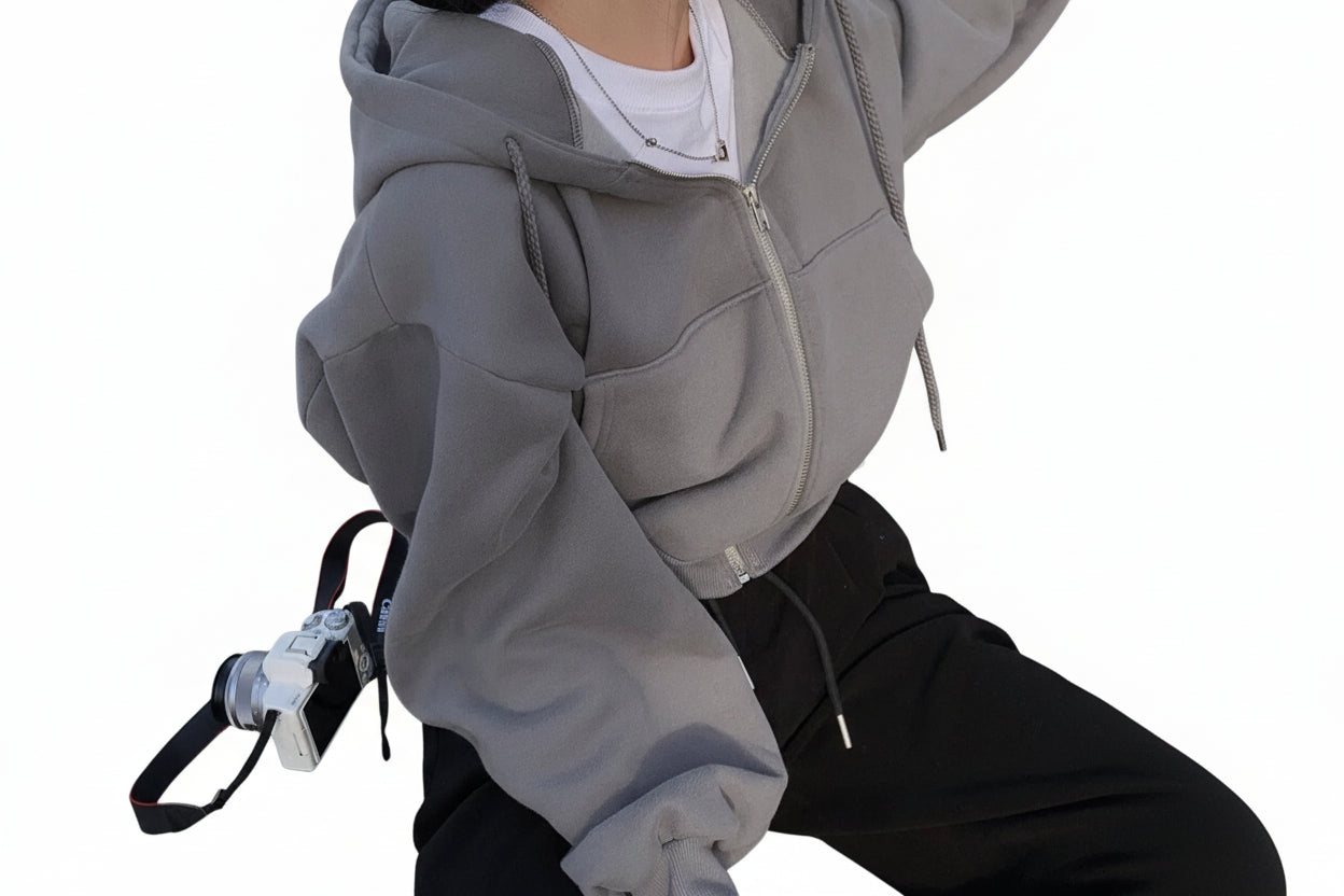 Women’s Oversized Zip-Up Hoodie – Casual Y2K Style.