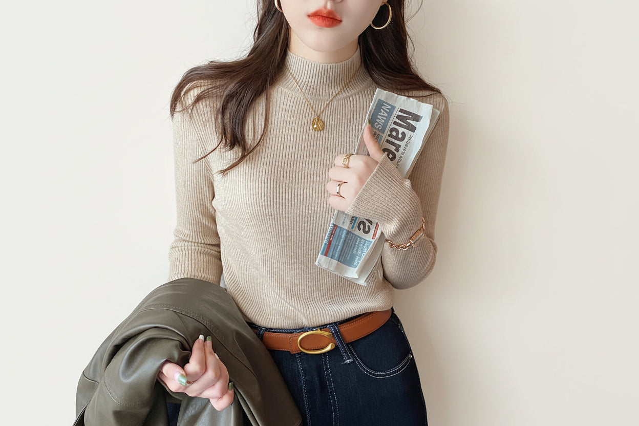 Premium Ribbed Turtleneck Sweater