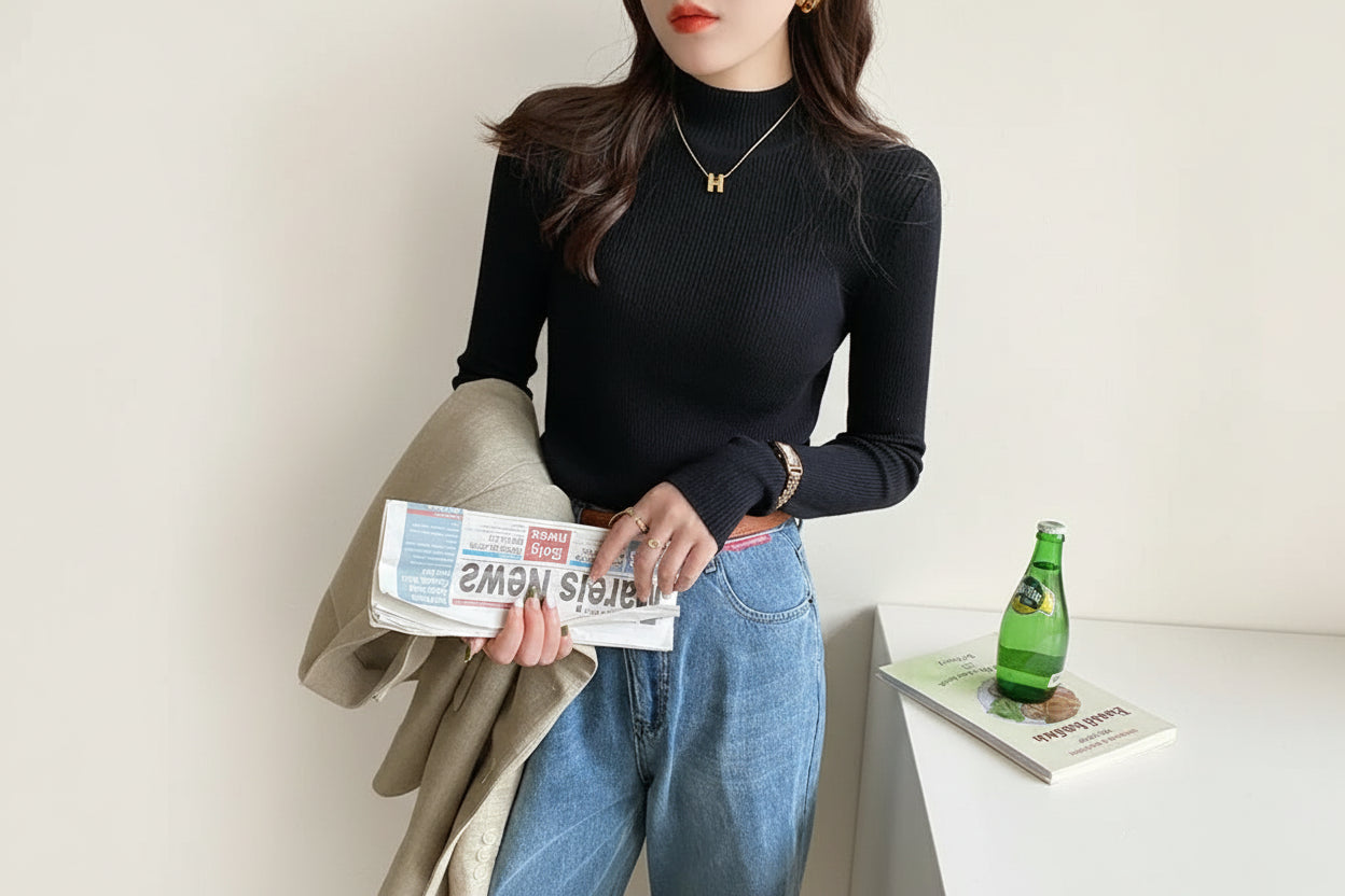 Premium Ribbed Turtleneck Sweater