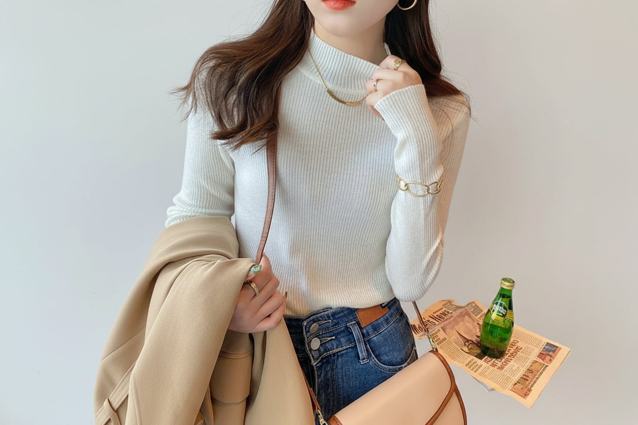 Premium Ribbed Turtleneck Sweater