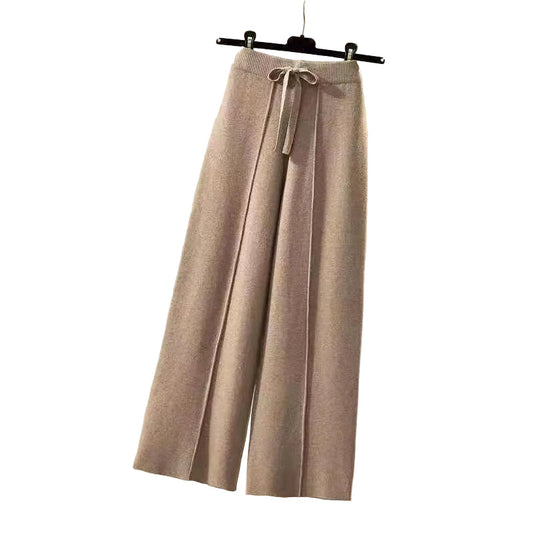 High-Waist Knit Wide-Leg Pants – Elegant Relaxed Fit