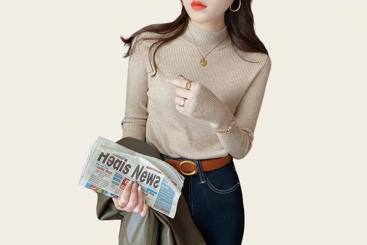 Premium Ribbed Turtleneck Sweater