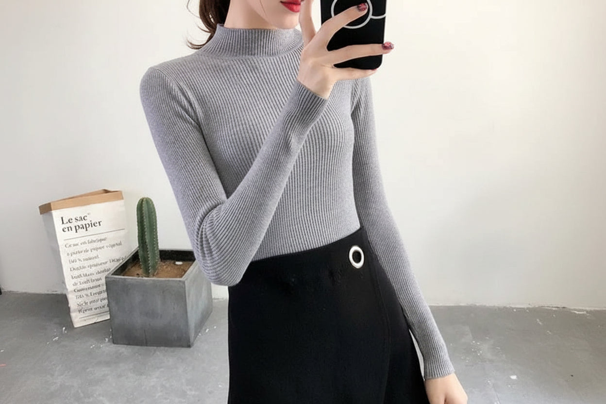 Premium Ribbed Turtleneck Sweater